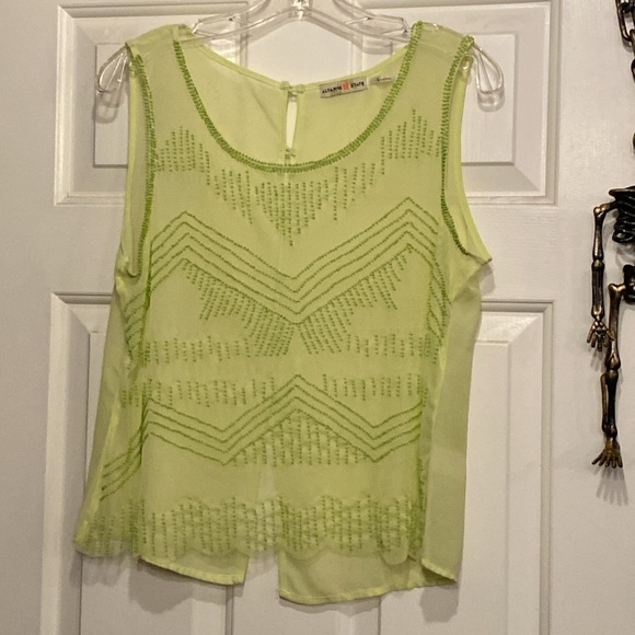 ALTAR’D STATE - tank: beaded sheer green toned w button down rear - L - Picture 8 of 16